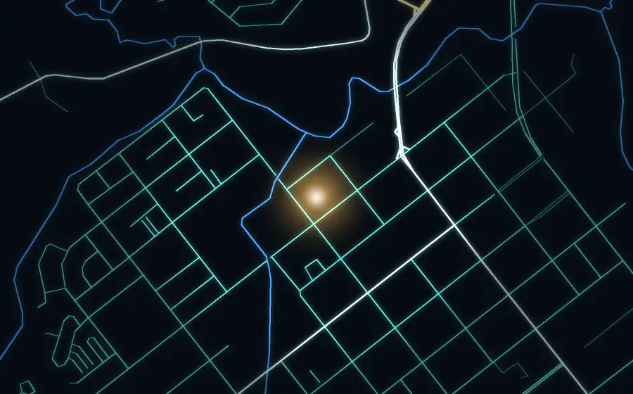 Street map of Newcastle with a light for African sisanyma
