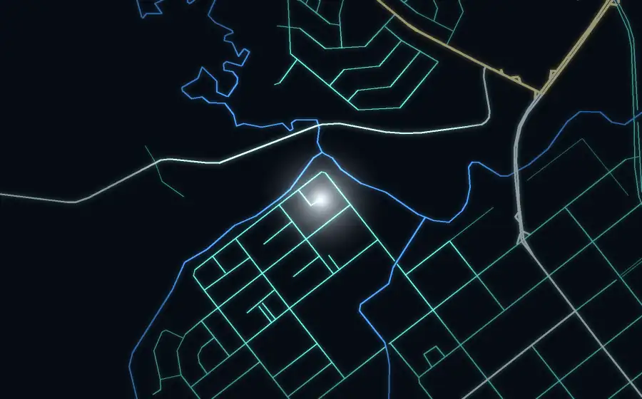 Street map of Newcastle with a light for Groundwork