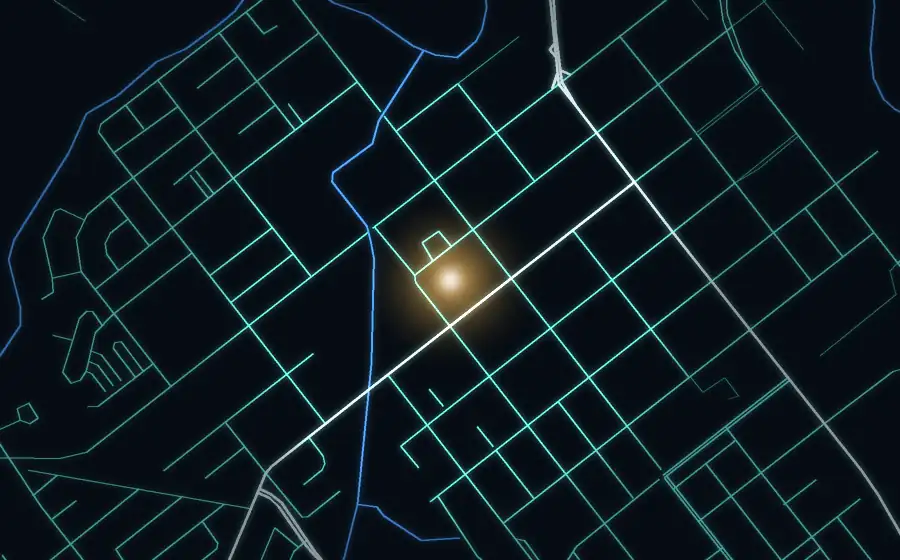 Street map of Newcastle with a light for Polar ice cream