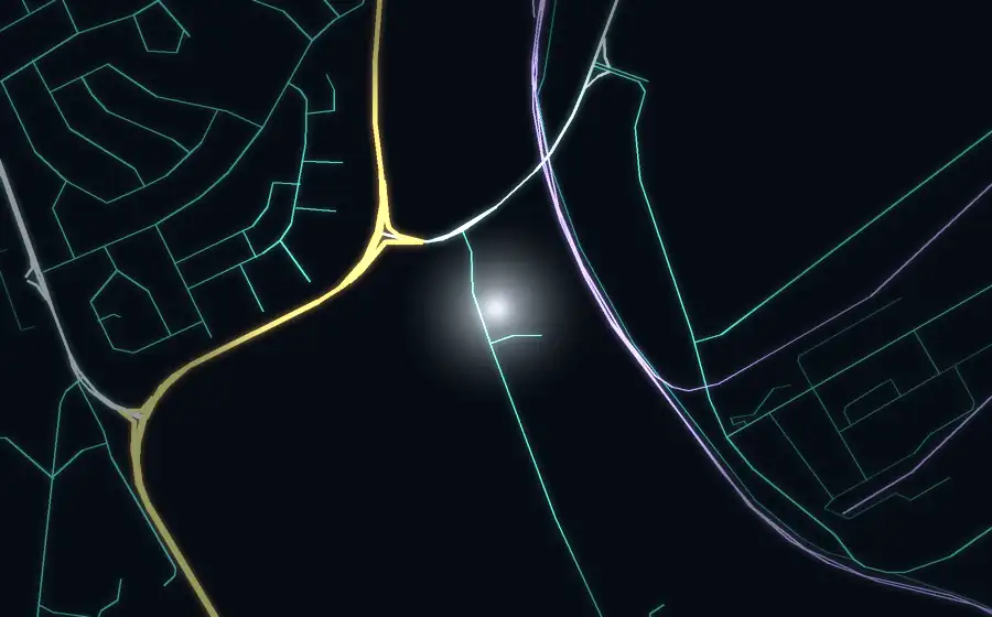 Street map of Newcastle with a light for Wendyhousesgalore